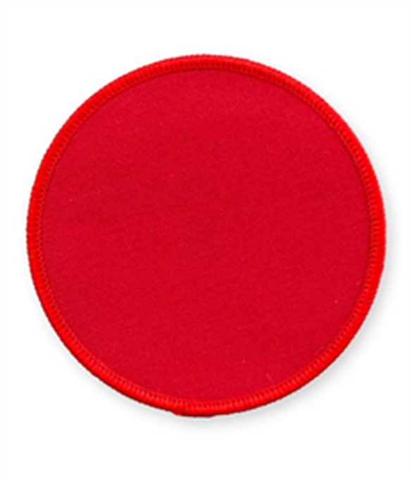 Pack of 25 Red Circle Badges with Heatseal (choice of edging colour)