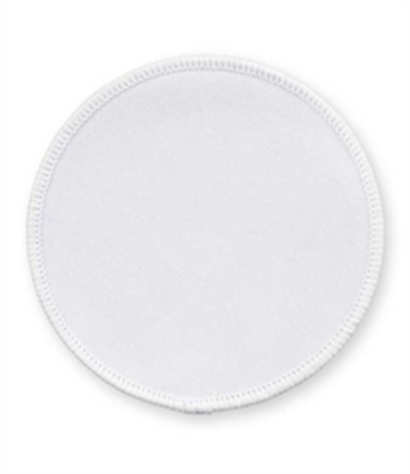 Pack of 25 White Circle Badges with Heatseal (choice of edging colour)