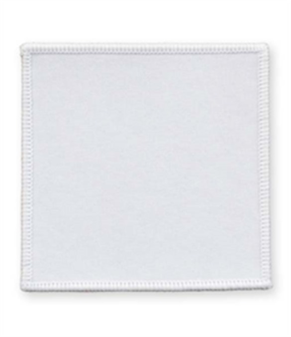 Pack of 25 White Square Badges with Heatseal (choice of edging colour)