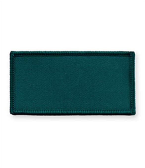 Pack of 25 Bottle Green Rectangle Badges with Heatseal (choice of edging colour)