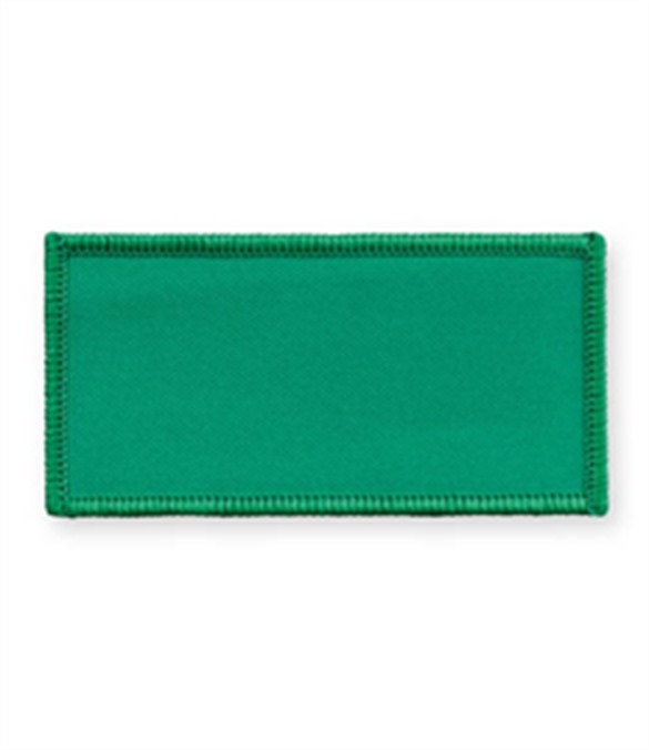 Pack of 25 Emerald Green Rectangle Badges with Heatseal (choice of edging colour)