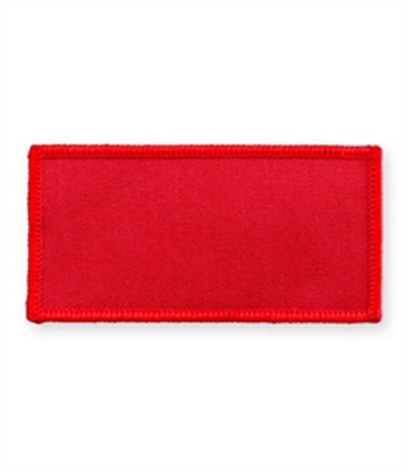 Pack of 25 Red Rectangle Badges with Heatseal (choice of edging colour)