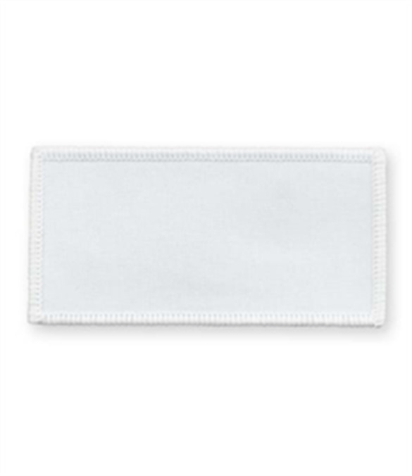 Pack of 25 White Rectangle Badges with Heatseal (choice of edging colour)