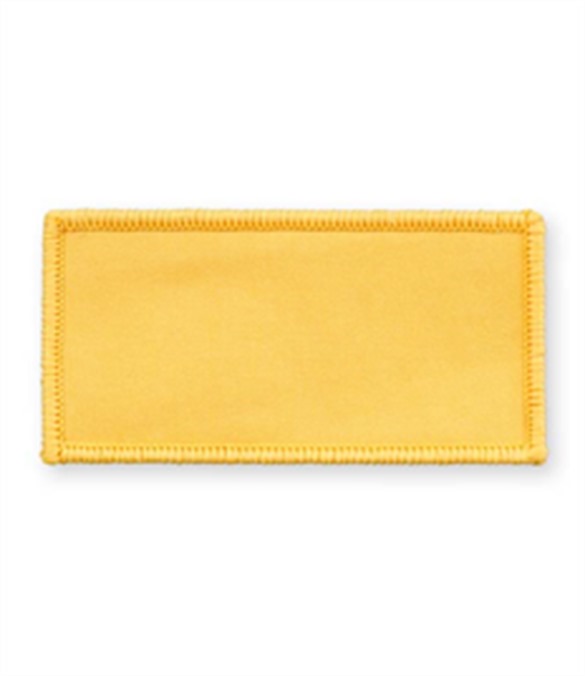 Pack of 25 Yellow Rectangle Badges with Heatseal (choice of edging colour)