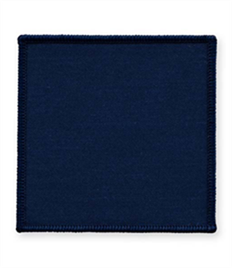 Pack of 25 Navy Square Badges (choice of edging colour)