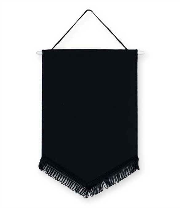 Pack of 10 Black Satin Chevron Pennants (choice of fringe colour)