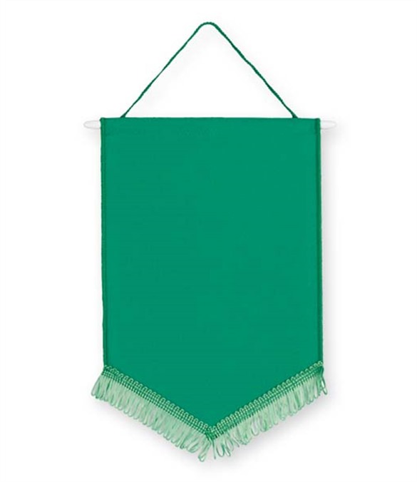 Pack of 10 Emerald Green Satin Chevron Pennants (choice of fringe colour)