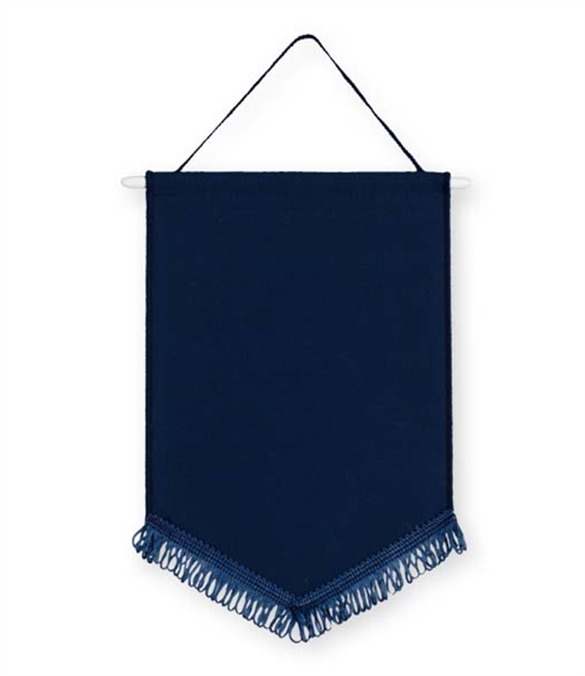 Pack of 10 Navy Satin Chevron Pennants (choice of fringe colour)