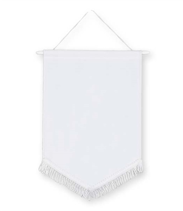 Pack of 10 White Satin Chevron Pennants (choice of fringe colour)