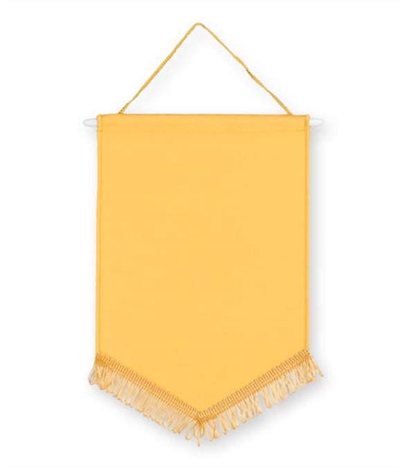 Pack of 10 Yellow Satin Chevron Pennants (choice of fringe colour)