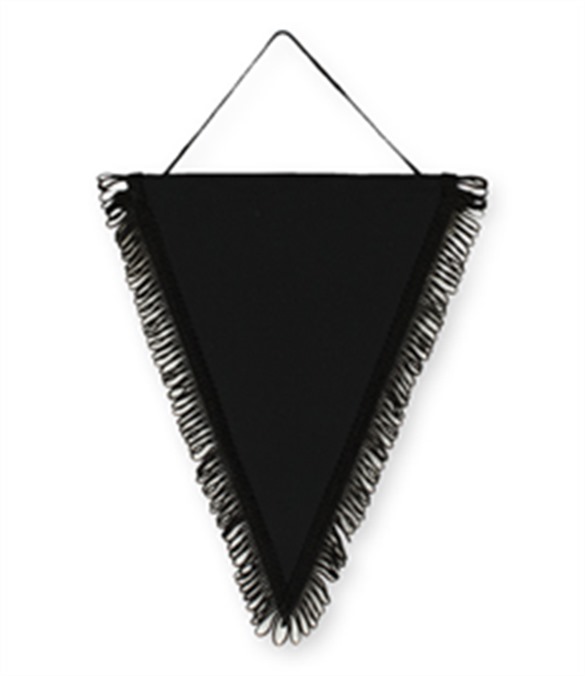 Pack of 10 Black Triangle Pennants (choice of fringe colour)