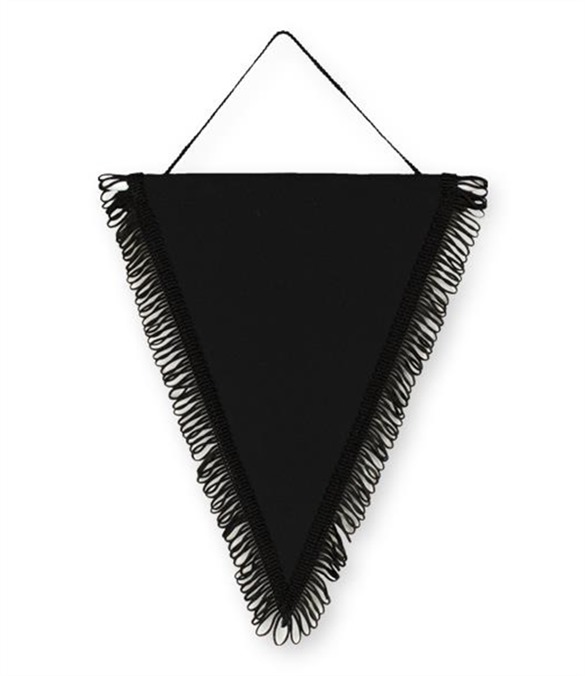 Pack of 10 Black Satin Triangle Pennants (choice of fringe colour)