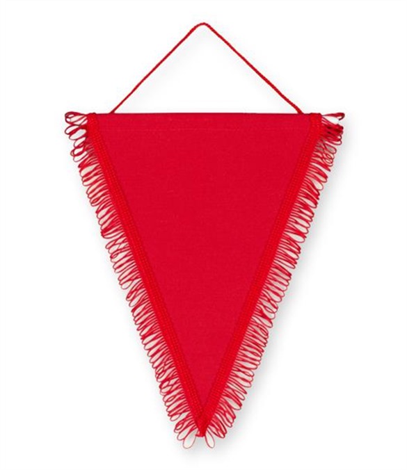 Pack of 10 Red Satin Triangle Pennants (choice of fringe colour)