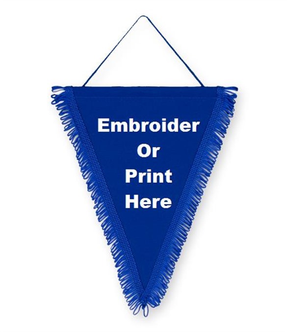 Pack of 10 Royal Satin Triangle Pennants (choice of fringe colour)