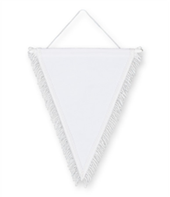 Pack of 10 White Triangle Pennants (choice of fringe colour)