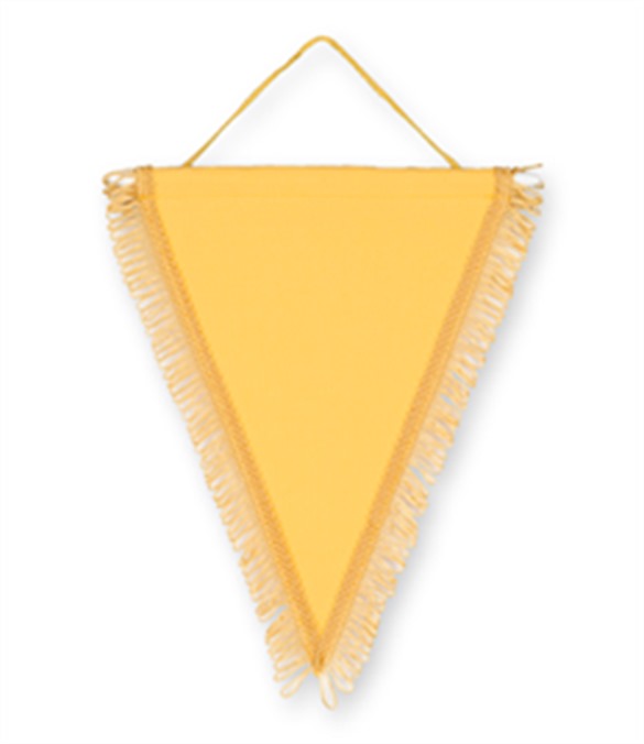 Pack of 10 Yellow Triangle Pennants (choice of fringe colour)