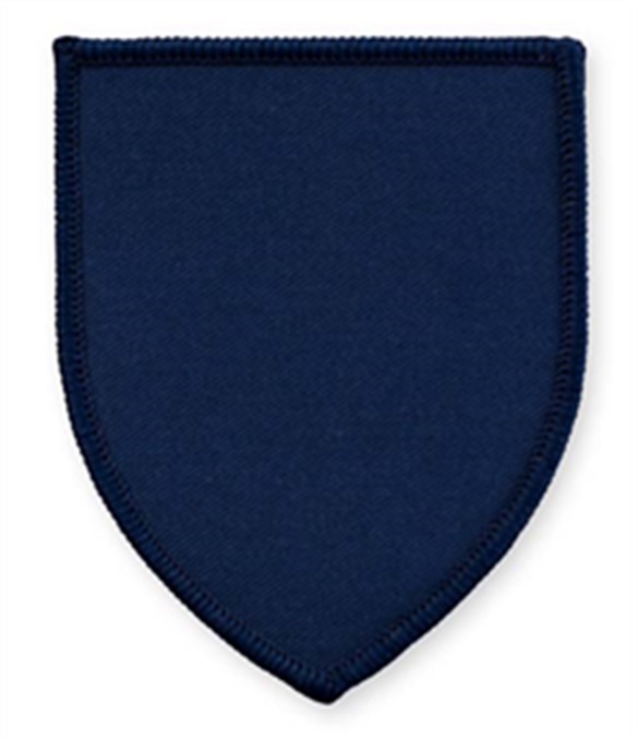 Pack of 25 Navy Shield Badges (choice of edging colour)