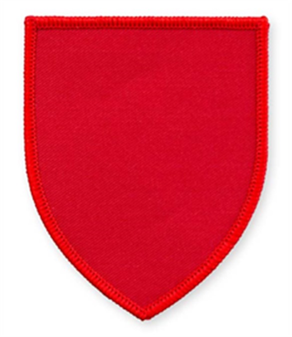 Pack of 25 Red Shield Badge (choice of edging colour)