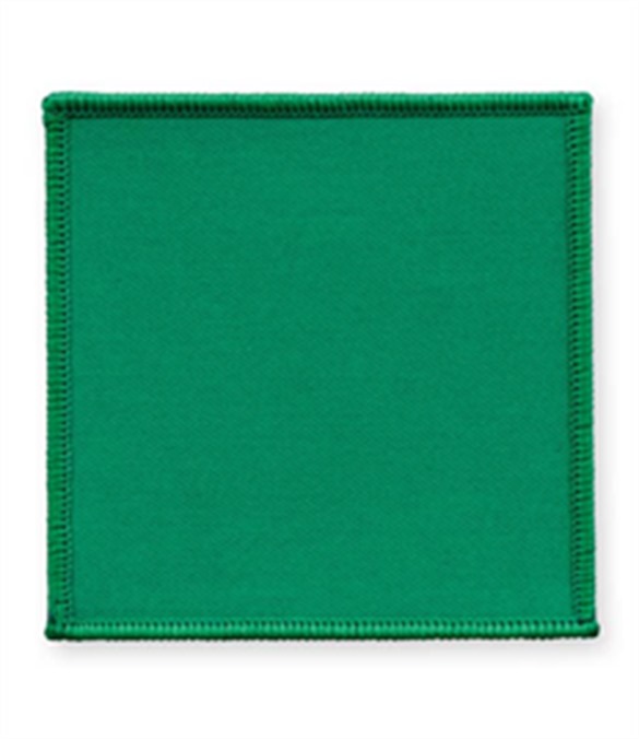 Pack of 25 Emerald Green Square Badges with Velcro (choice of edging colour)