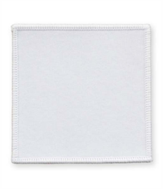 Pack of 25 White Square Badges with Velcro (choice of edging colour)