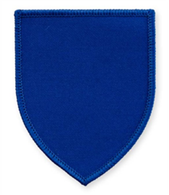 Pack of 25 Royal Shield Badges with Velcro (choice of edging colour)