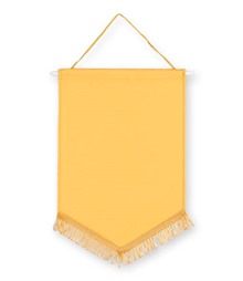 Pack of 10 Yellow Satin Chevron Pennants (choice of fringe colour)