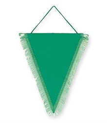 Pack of 10 Emerald Green Satin Triangle Pennants (choice of fringe colour)