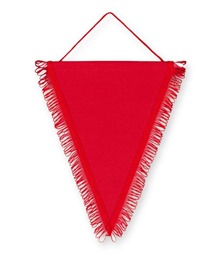 Pack of 10 Red Satin Triangle Pennants (choice of fringe colour)