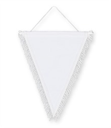 Pack of 10 White Triangle Pennants (choice of fringe colour)